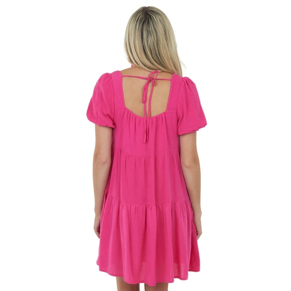 Puff Sleeve Square Neck Tiered Dress - Picture 5 of 5